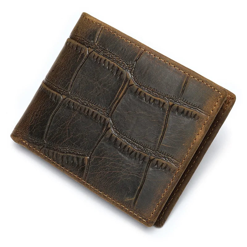 WETSAL Men's Leather Bifold Slim Wallet Short Money Bag