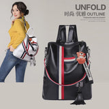 Women's Zipper Backpack PU Leather School Bag