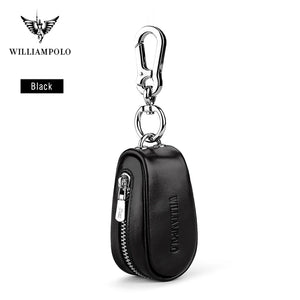 WILLIAMPOLO Leather Key Bag Zipper Wallet Multi-function Waist Key Bag