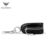 WILLIAMPOLO Leather Key Bag Zipper Wallet Multi-function Waist Key Bag