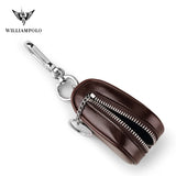 WILLIAMPOLO Leather Key Bag Zipper Wallet Multi-function Waist Key Bag
