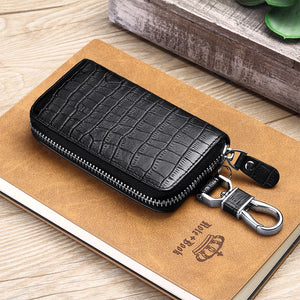 Men Leather Key Wallet Car Key Holder Zipper Wallet Small