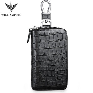 Men Leather Key Wallet Car Key Holder Zipper Wallet Small
