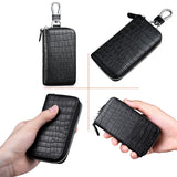 Men Leather Key Wallet Car Key Holder Zipper Wallet Small