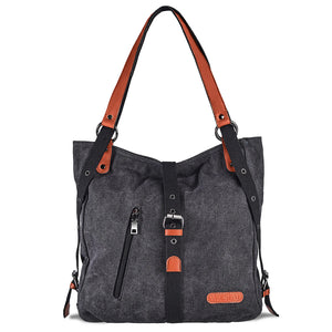 WILSLAT Canvas Backpack Purse for Women, Multi-functional Shoulder Bag
