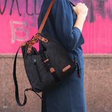 WILSLAT Canvas Backpack Purse for Women, Multi-functional Shoulder Bag
