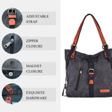 WILSLAT Canvas Backpack Purse for Women, Multi-functional Shoulder Bag