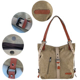 WILSLAT Canvas Backpack Purse for Women, Multi-functional Shoulder Bag