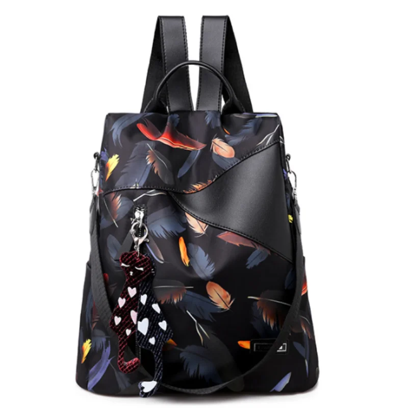 Embroidery Backpack Teen Girls School Bag PU Leather Student