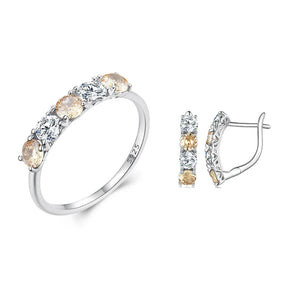925 Silver Morganite Zircon Wedding Jewelry Set