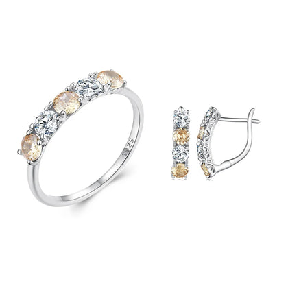 925 Silver Morganite Zircon Wedding Jewelry Set