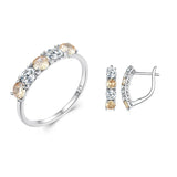 925 Silver Morganite Zircon Wedding Jewelry Set