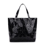 Geometric Plaid Shoulder Bag Women Tote Casual Handbag Folded Ladies