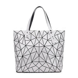 Geometric Plaid Shoulder Bag Women Tote Casual Handbag Folded Ladies