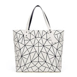 Geometric Plaid Shoulder Bag Women Tote Casual Handbag Folded Ladies