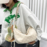 Waffle Plaid Handbag Women's Hobo Bags Casual Messenger Crossbody Bags