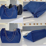 Wahyah Denim Shoulder Hand Bag for Woman Large Capacity Cowboy Casual Jeans Bags