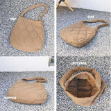 Wahyah Quilted Tote Shoulder Bag for Women Purse Handbag Nylon Schoolbag