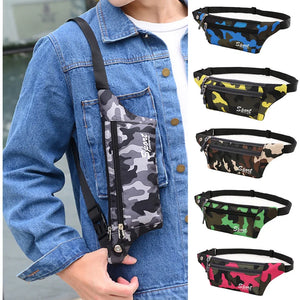 Camouflage Dark Grain Waist Bag Canvas Unisex Fanny Pack Hip Belt Pouch