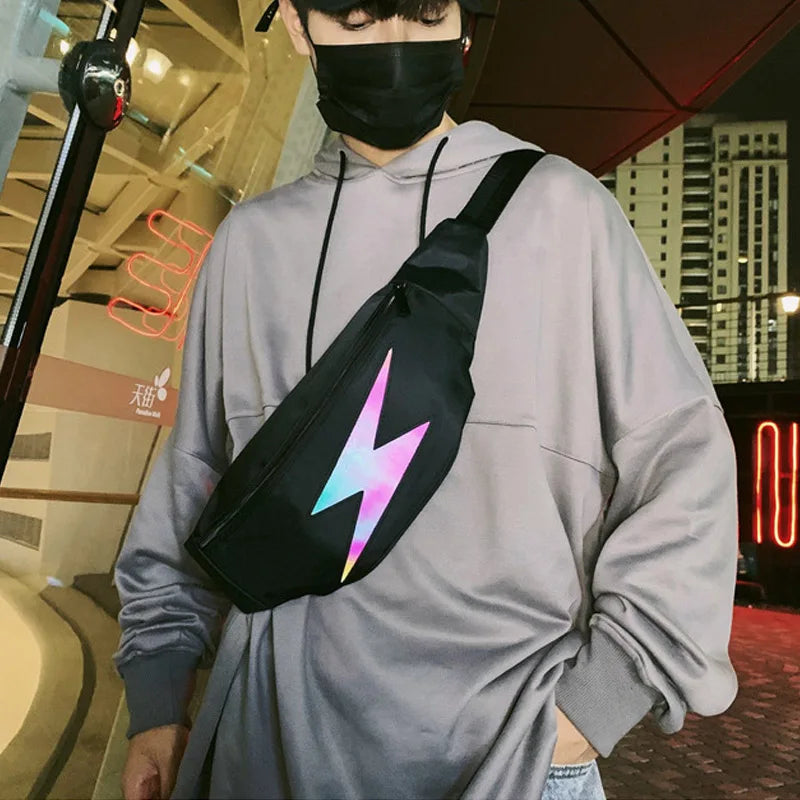 Reflective Waist Bag Chest Pack Outdoor Sports Crossbody Bag