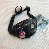 Glitter Sequin Waist Bag Female Belt Pu Waterproof Chest Handbag Fanny Pack