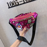Glitter Sequin Waist Bag Female Belt Pu Waterproof Chest Handbag Fanny Pack