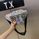 Glitter Sequin Waist Bag Female Belt Pu Waterproof Chest Handbag Fanny Pack