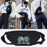Green Footprint Printing Waist Bag Travel Purse Phone Pouch Chest Bag