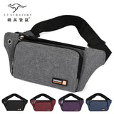 Nylon Waist Bag Red Gray Belt Pouch Zip Travel Hiking Bag
