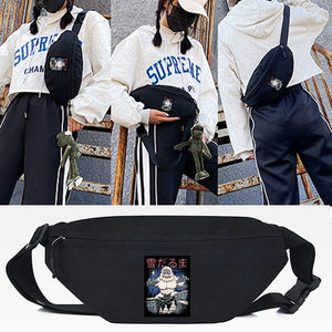 Snow Monster Print Waist Bag Unisex Hip Hip Outdoor Zipper Messenger Bag