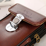 Waist Bag Zip Closure Belt Pouch Men Faux Leather Walking