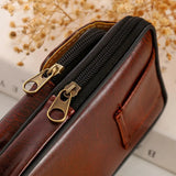 Waist Bag Zip Closure Belt Pouch Men Faux Leather Walking