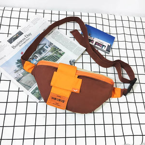 Canvas Waist Bag Women Letter Fanny Pack Crossbody Belt Girls Chest Bum Bag