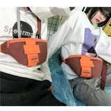 Canvas Waist Bag Women Letter Fanny Pack Crossbody Belt Girls Chest Bum Bag