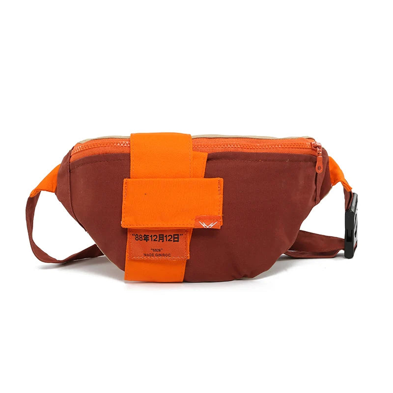 Canvas Waist Bag Women Letter Fanny Pack Crossbody Belt Girls Chest Bum Bag
