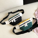 Canvas Waist Bag for Women Girls Letter Fanny Pack Chest Crossbody Belt