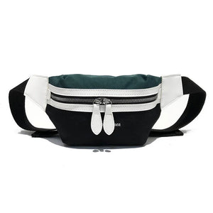 Canvas Waist Bag Women Leisure Panelled Fanny Pack Letter Bum Bag