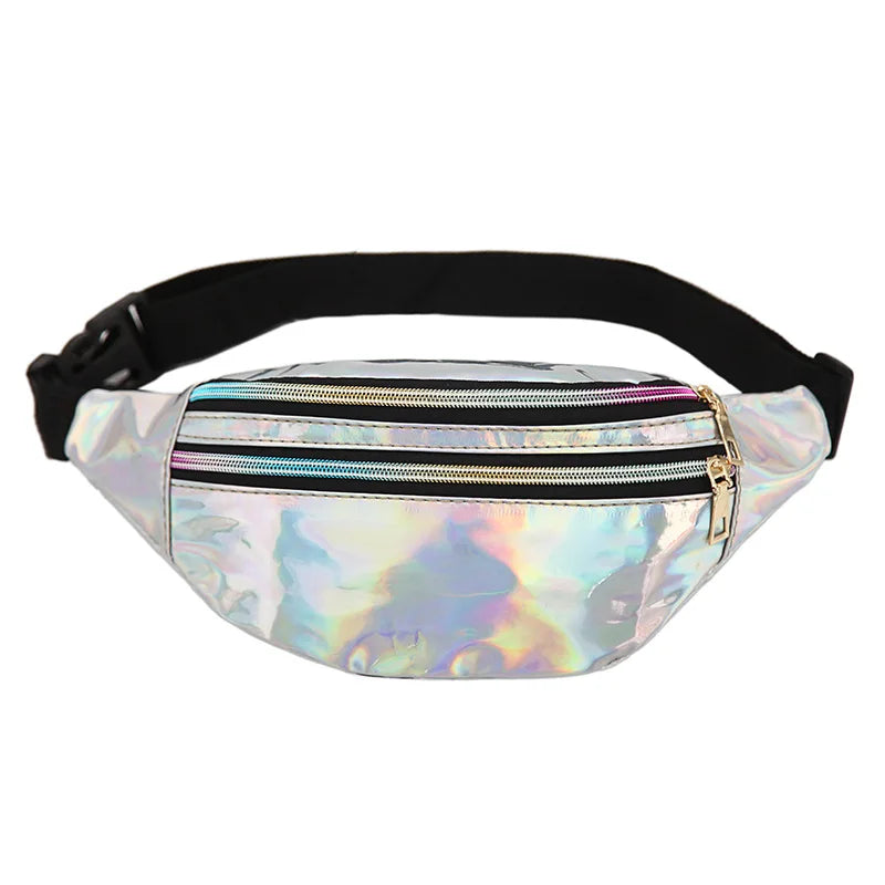Women Laser Waist Bag Fanny Pack Holographic Chest Belt Shoulder Bag