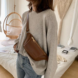 Women PU Leather Waist Bag Fanny Pack Phone Pouch Belt Bag Casual Chest Bags