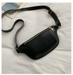 Women PU Leather Waist Bag Fanny Pack Phone Pouch Belt Bag Casual Chest Bags