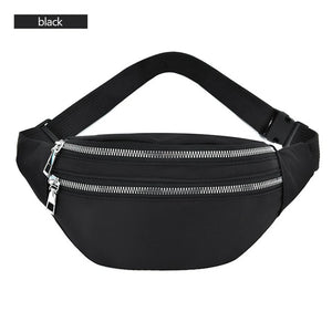 Waist Bag Three Zipper Pocket Fanny Pack Pink Waist Pack