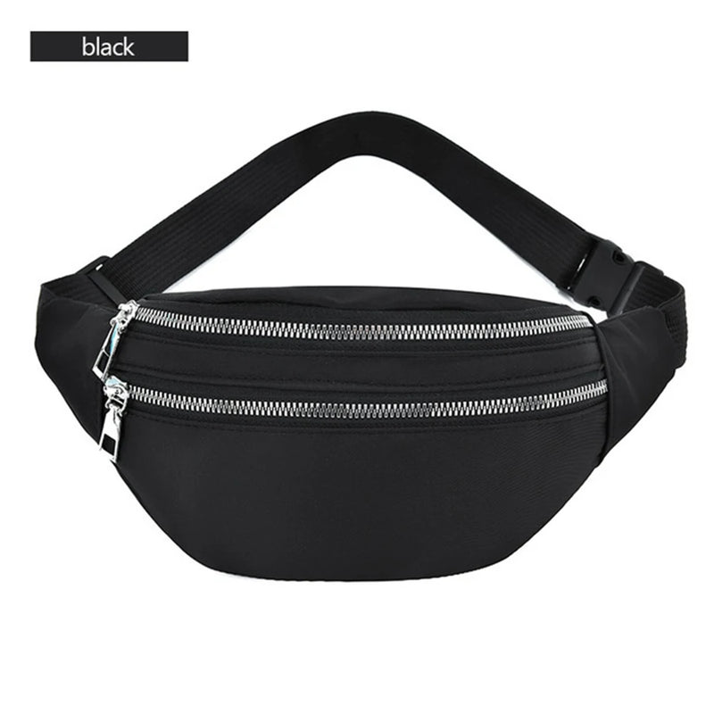 Waist Bag Three Zipper Pocket Fanny Pack Pink Waist Pack