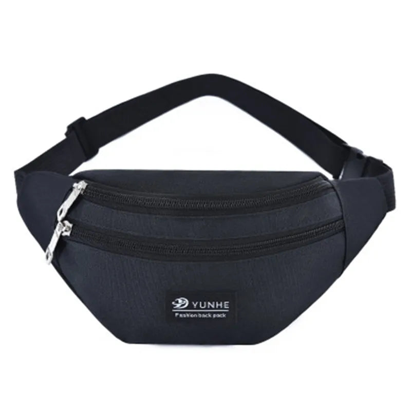 Pink Waist Bag Three Zipper Pocket Unisex Fanny Pack