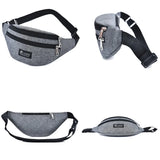 Waist Bag Three Zipper Pocket Fanny Pack Pink Waist Pack