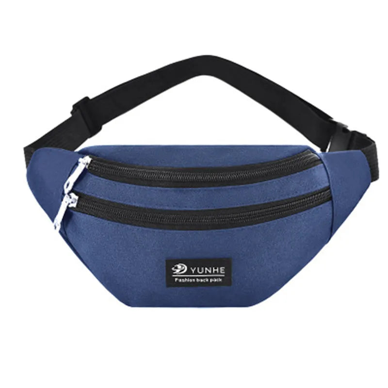 Pink Waist Bag Three Zipper Pocket Chest Handbag Unisex