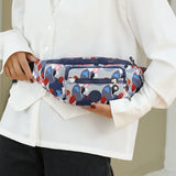 Floral Waist Bag Women Three Zipper Pocket Women Chest Handbag