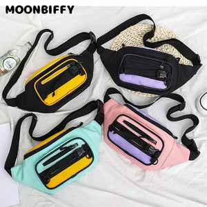 Canvas Fanny Pack Women's Waist Bag Zipper Hip Hop Shoulder Pack