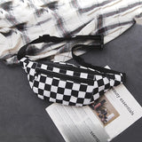 Checkered Waist Bag Zipper Phone Pocket Chest Bag Unisex Fanny Pack