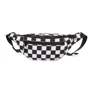 Checkered Waist Bag Zipper Phone Pocket Chest Bag Unisex Fanny Pack