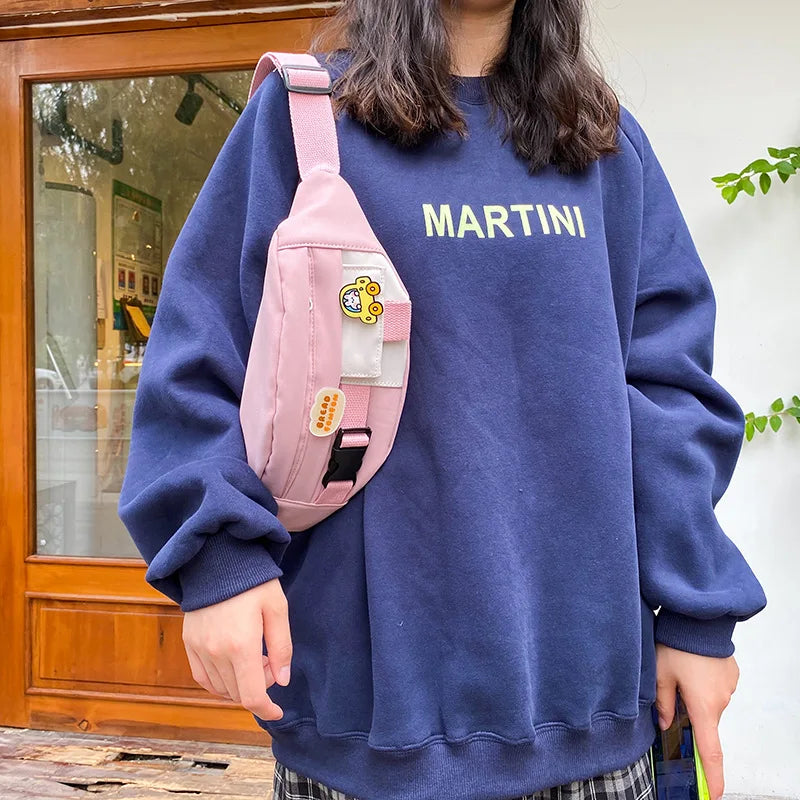 Canvas Fanny Pack For Women Leisure Solid Waist Bag